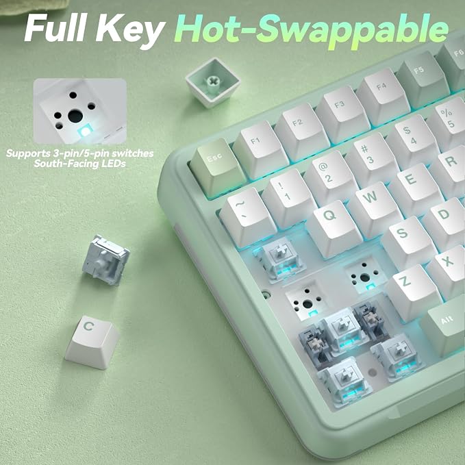 SOLAKAKA A99 Pro Wireless Mechanical Keyboard with BT5.0/2.4GHz/USB-C, LCD Screen & Metal Knob, Gasket-Mounted Gaming Keyboard, Full Hot-Swappable, RGB Creamy Keyboard for Win/Mac