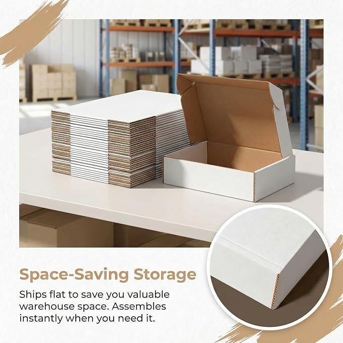 Shipping Boxes, White Corrugated Cardboard Boxes Literature Mailer Boxes Gift Boxes Small Boxes for Shipping Wrapping Mailing Packaging Small Business (White, 12" x 9" x 4"/5 Pack)
