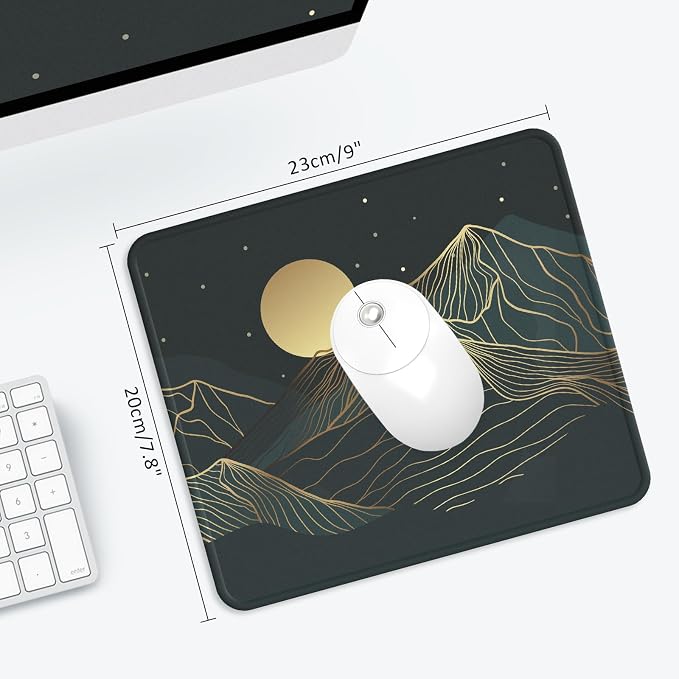 Mouse Pad with Stitched Edge, Multiple Patterns Computer Mouse Pads with Non-Slip Rubber Base, Washable Cloth Mousepad, for Gaming, Laptop, PC (Lunar Peaks)