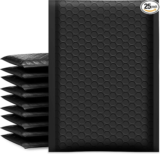 UCGOU Bubble Mailers 6x10 Inch Black 25 Pack Usable Size 6x9" Padded Envelopes Small Business Mailing Packages Opaque Self Seal Adhesive Waterproof Boutique Shipping Bag for Jewelry Makeup Supplies #0