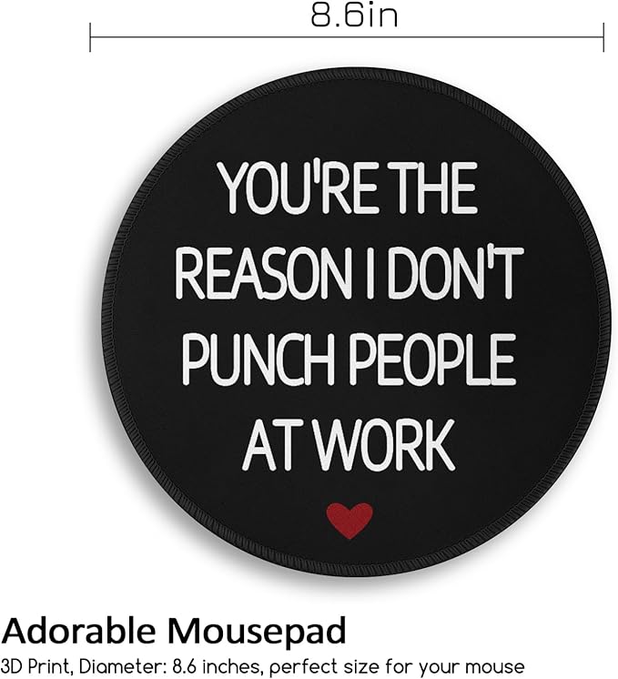 Funny Coworker Office Work Colleague Mouse Pad, Desk Sign Small Round Mousepads, Mini Travel Mouse Mat for Wireless Computer Laptop, Office Accessories, 8.6 x 8.6 inch