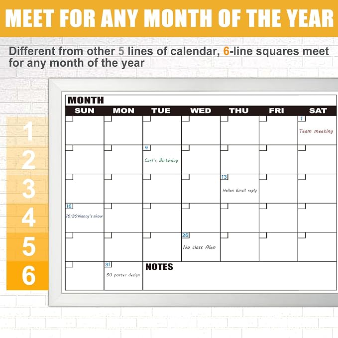 Calendar Whiteboard, Monthly Dry Erase Board, Small Desk White Board | 16x12 IN Desktop Double-sided Dry Erase Calendar Board with Stand for Office, Home, School, Magnetic Monthly Planner Board