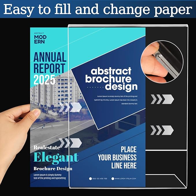 12 Pack 8.5x11 Inch Acrylic Sign Holder Clear Plastic Table Display Stand L-Shape Vertical Menu Holder Picture Photo Flyer Display Stand for Desktop Flyers, Documents, Office, Restaurants