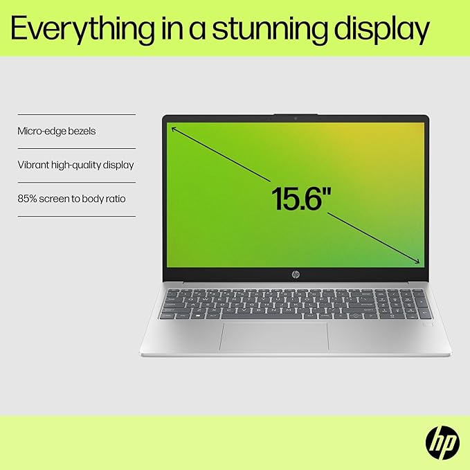 HP 15.6" FHD Laptop 2026 Notebook for Students & Remote Work, Intel N100, 16GB RAM, 1TB SSD, Lightweight, Long Battery Life, Wi-Fi 6, Office 365, Win 11 Home, Moonlight Silver, Type-C RJ45