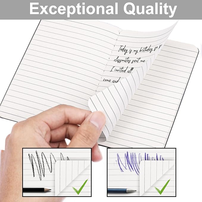 LABUK 12pcs Pocket Notebook 3.5 x 5.5in, Lined Small Notebooks, Black Softcover Memo Notepad for Men Women, 30 Sheets, 60 Pages