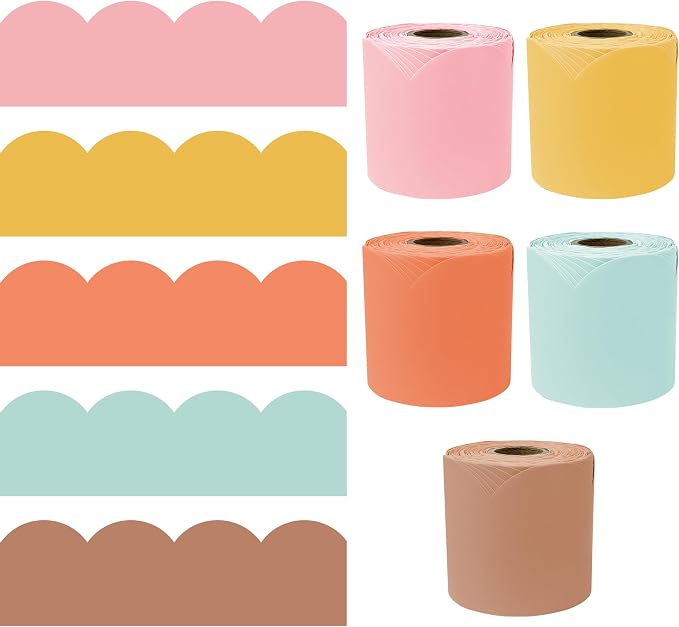Carson Dellosa Retro Bulletin Board Borders - 325ft Pink, Yellow, Orange, Green, Brown Groovy Classroom Décor, Teacher Supply, School, Office Cork or Whiteboard, Wall, Locker, Party Decoration 5 Pack