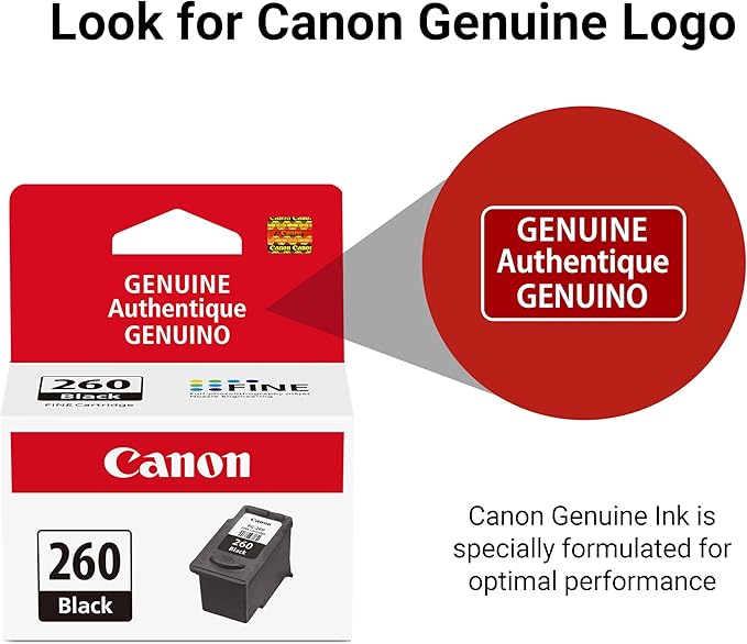 Canon PG-260 Genuine Black Ink Cartridge, Compatible with TS5320/6420/6420a,TR7020/7020a