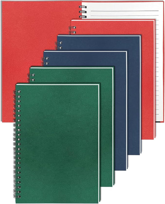 6Pack Small Spiral Notebook A5, 5.5x8.3” Notebook for Work 120Page Notepads | Colored Multipack College Ruled Notebooks A5 Kraft Spiral Bound Small Notebook Journal Lined Note Pads for Writing Journaling