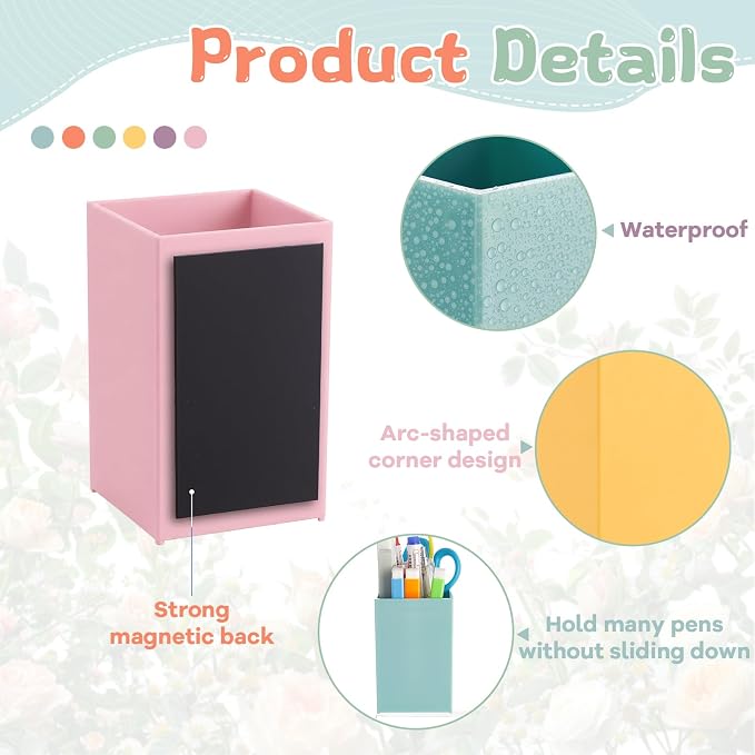 6 Pcs Classroom Magnetic Storage Boxes Magnetic Storage Containers Plastic Dry Erase Marker Holder Plastics Pen Holder for Refrigerator Whiteboard Home Office School Organizer Supply (Soft Colors)