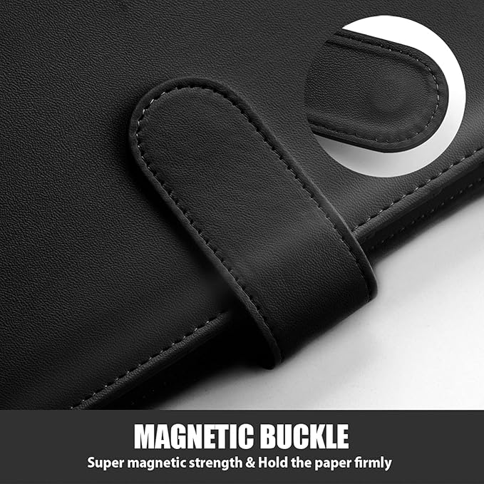 Sooez A6 Binder 6 Ring, Refillable Notebook Planner Cover, Small Leather Organizer Empty Binder for Budget,Journal,Photocard Holder,Recipe Book, Aesthetic Loose Leaf Binders with Magnetic Buckle