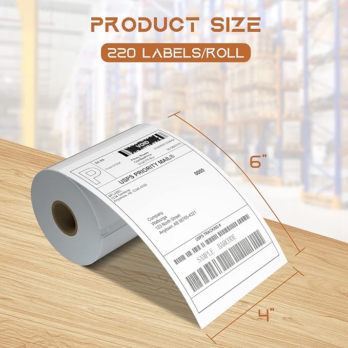 MFLABEL 4x6 Direct Thermal Shipping Labels - 20 Rolls, 220 Labels/Roll, Perforated Postage Paper with Alignment Hole, Compatible with 4XL LabelWriter 1744907 & 1755120, Rollo for USPS, UPS