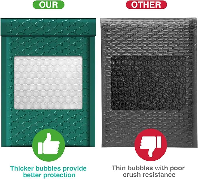 Metronic Bubble Mailers 800 Pack 4x8 Inch Small Bubble Mailers Usable Size 4x7 Self-Seal Padded Envelopes for Shipping, Mailing, Packaging for Business, Bulk-Forest Green