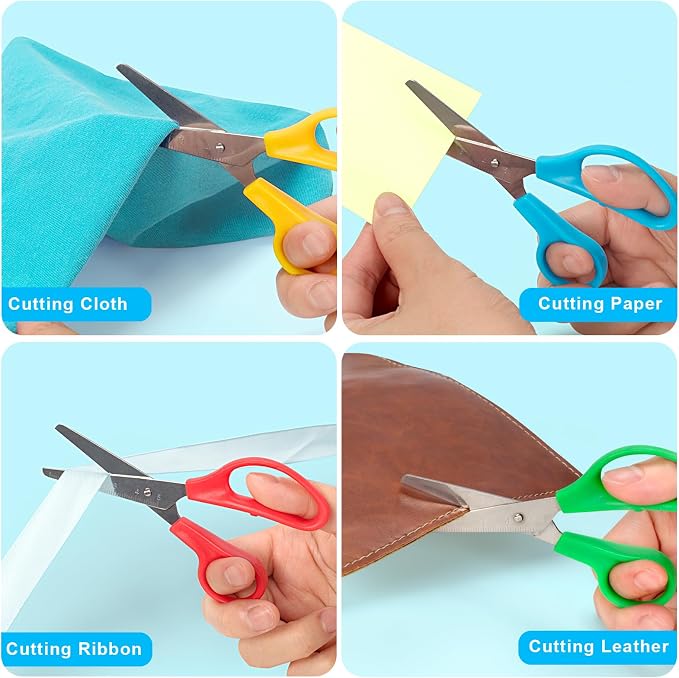 24 Pack Kids Scissors, 5 Inch Bulk Scissors for School, Blunt Tip for Child Student Teacher, School Supplies Craft Cutting Paper, Kids Safety for Preschool Classroom Office Home