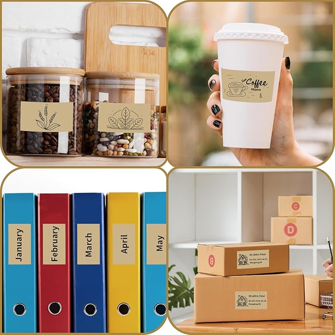Starboling 2.25" x 1.25" Brown Direct Thermal Labels,Self-Adhesive Printer Label for Address,Logo,Shipping,Barcodes,QR Code
