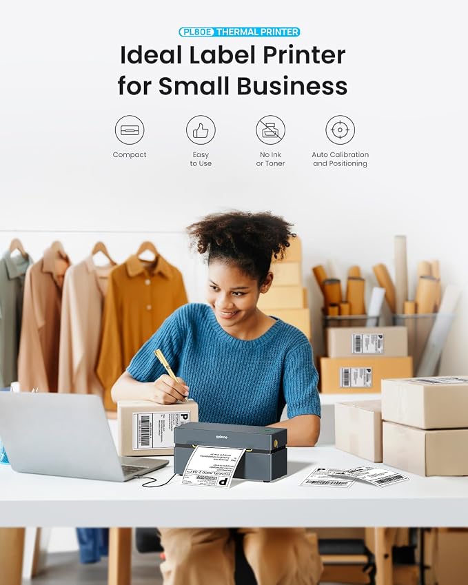 POLONO Bluetooth Thermal Shipping Label Printer, 4x6 Label Printer for Shipping | Good Quality, Faster Speed, High-Efficiency, Easy to Use, Wireless 4x6 Shipping Label Printer for Amazon, Etsy, USPS, Shopify