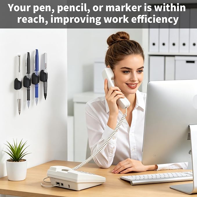 VZZNN 40 PCS Pencil Holders,Stylus Silicone Pen Holde,Adhesive Pencil Holders for Desk fine pen, Silicone Pen Holders for Clipboard,Sticky Pen Holder for Desk, Office Teacher Supplies