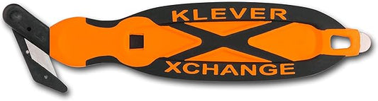 Klever XChange, Box Cutter, Safety Cutter, Utility Knife, Safety Knife, Replaceable Head Perfect for Cutting Double Wall Cardboard or Other Thick Material (Orange)