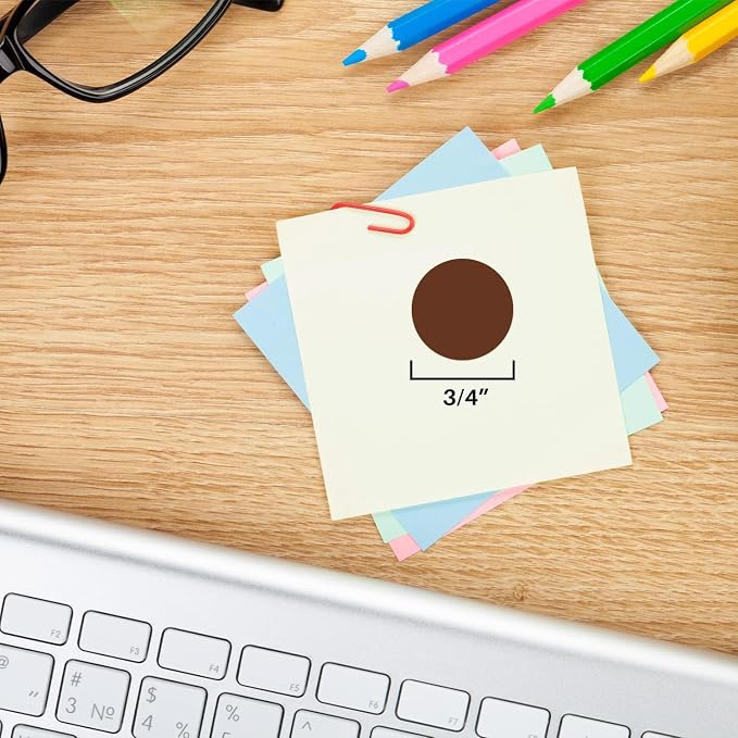 Cocoa Dot Stickers, 3/4 Inch, 1008/Pack | Semi-Gloss Paper Circle Labels for Offices, Retail, Classrooms, and Medical Use. Made in USA