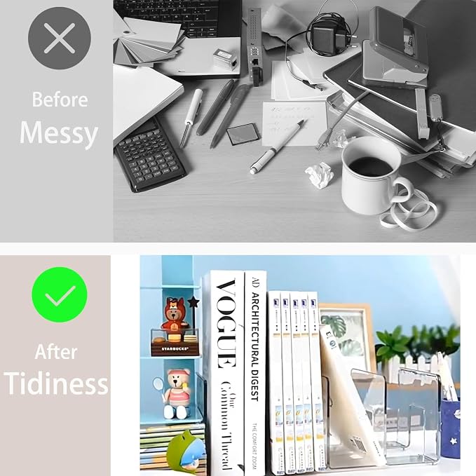4 Pack Clear Acrylic File Organizer, Purse Organizer, File Sorter Desktop File Folder Organizer for Book, Envelopes, Mail, Document, Notebook, Office Supplies, Handbag