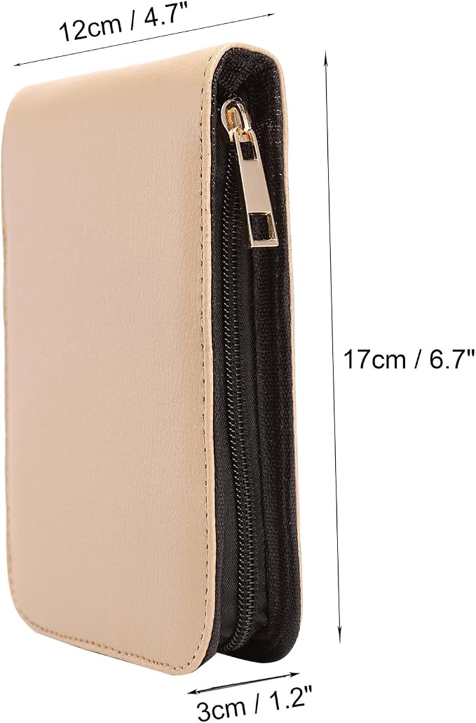 PU Leather Fountain Pen Case Roller Ball Pen Dispaly Holder Bag Pouch Beige 12
