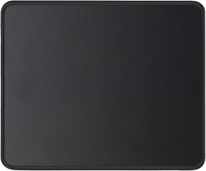JIKIOU Mouse Pad with Non-Slip Rubber Base, Premium-Textured & Washable Computer Mousepad with Stitched Edges, Mouse Pads for Computers, Laptop, Gaming, Office & Home, 10.2 x 8.3 in, Black