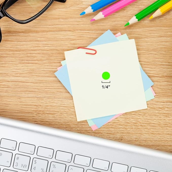 Fluorescent Green Stickers, 1/4 Inch, 1000/Roll | Small Color Stickers with Writable Matte Paper for Pricing and Classrooms. Made in USA