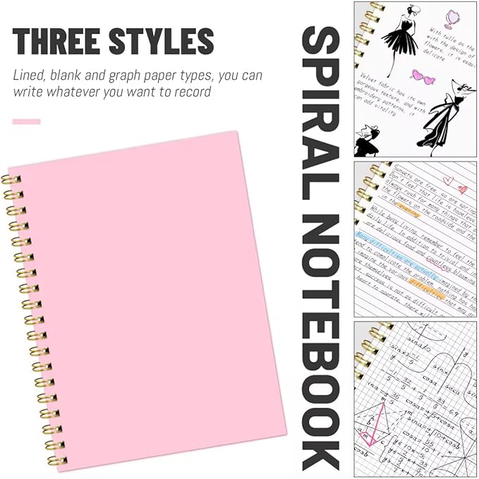 Lined Spiral Notebook B5 Pink Hardcover Notebooks for Work -7.48" X 10.18" 4 Pack 7MM College Ruled,160 Pages 100GSM Thick Paper for Note Taking School Office Supplies