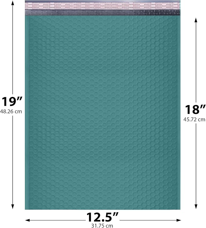 Green Bubble Mailers 12.5x19, Self Seal Poly Padded Envelopes #6, 50 Pack | Holds Clothing & Bulk Items, No Tape Needed, Cushioned Protection, Water-Resistant Poly, Bulk Pack for Small Business