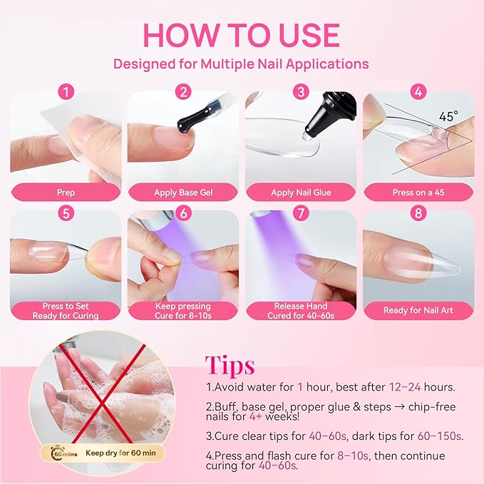 krofaue Solid Gel Nail Glue 4Pcs 20g – UV-Cured Clear Nail Adhesive for Gel Nails, 3D Nail Gel, Press on Nail Glue, Rhinestones, DIY Home Manicure, Salon Use, Long-Lasting, Beginner-Friendly.