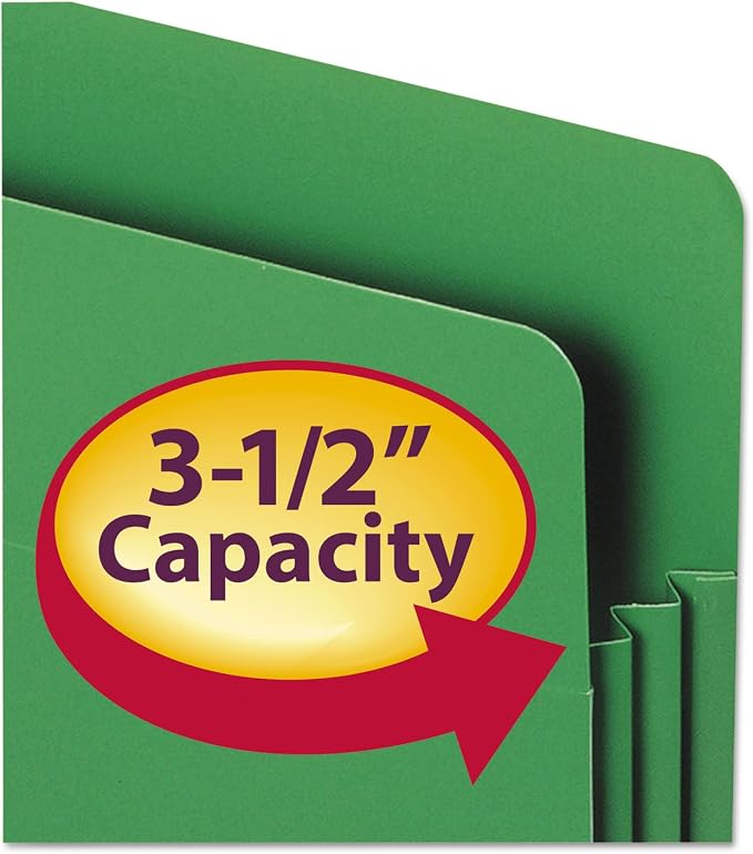 Smead Poly File Pocket, Straight-Cut Tab, 3-1/2" Expansion, Letter Size, Assorted Colors, Pack of 4