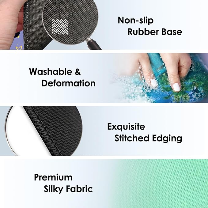 FROGIGO Mouse Pad with Stitched Edges - Solid Color Mousepad for Women, 9.25 x 7.75 inch Washable Square Desk Pad, Non-Slip Rubber Base, Office Home Laptop Accessories - Sage Green