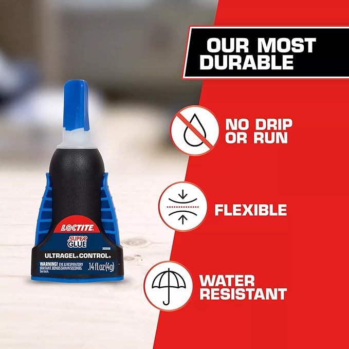 Loctite Super Glue Ultra Gel Control, Clear, 0.14 fl oz Bottle, 6 Pack - Superglue for Plastic, Wood, Metal, Crafts & Repair, Cyanoacrylate Adhesive Instant Glue, Quick Dry