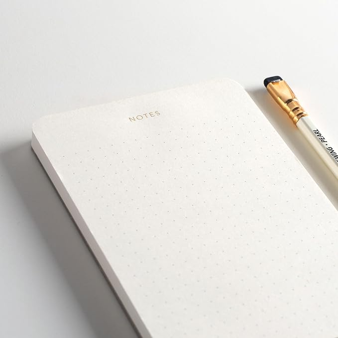 Elegant Desk Notepads for Professionals, Executive's Memo Pads, Minimalist, Gold Foiled, Dotted Layout, 3 Pack, 225 Sheets Total (75 Each), 6.3" x 3.9”, 95 GSM, Eco-friendly, FSC™ Certified Small Notepad
