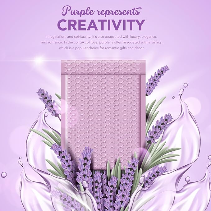 Metronic Bubble Mailers 6x10 Inch 100 Pack Cute Bubble Mailer Usable Size 6x9" Waterproof Padded Envelopes Opaque Padded Envelopes Thick Packaging for Jewelry, Makeup Lavender