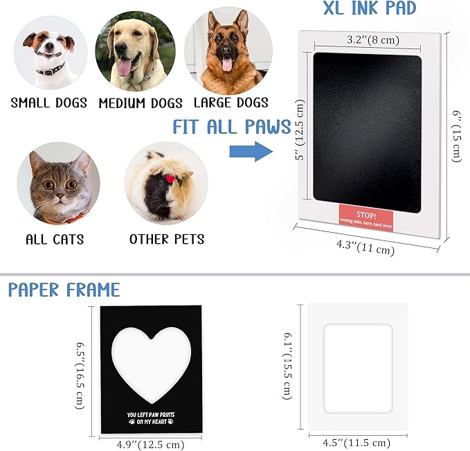 MYPAWLETS Paw Print Kit,Clean Touch/Inkless Ink Pad for Dog/Cat Pawprints,Paw Print Stamp Pad for Dogs,Dog Paw/Nose Print Kit Keepsake,Pet Paw Print Impression Kit with Frame,Gifts for Pet Parents-2L