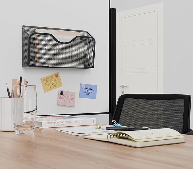 JANE EYRE Magnetic File Holder - 3PCS Paper Mail Organizer | No Drilling Strong Dual Magnets Magazine Paper Document Organizer for Cabinets Office Classroom Whiteboard