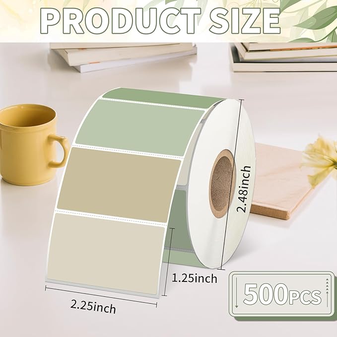 Starboling 2.25" x 1.25" Direct Thermal Labels,Self-Adhesive Printer Label for Address,Logo,Shipping,Barcodes,QR Code（Green Gradient）