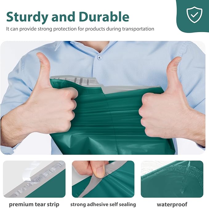 Fuxury 1200 Pcs 10x13 Inch Poly Mailers, Bulk Shipping Bags for Clothing, Strong Adhesive Shipping Envelopes for Small Business Suppliers,Waterproof Mailers Poly Bags Mailing Envelopes,Forest Green