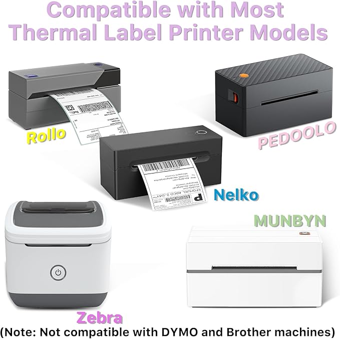 Square Thermal Label Stickers, 2"x2" (50.8mm x 50.8mm) Compatible with Multiple Thermal Printers Self-Adhesive Square Direct Strong Adhesive Thermal Labels, Purple, 500 Sheets/Roll