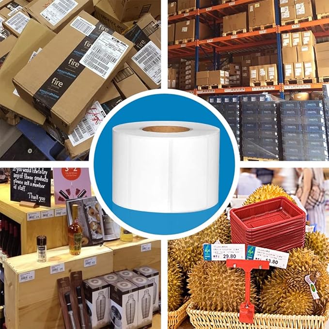 Hybsk 2x1 inch Direct Thermal Labels for Barcodes, Address, Compatible with Rollo Label Printer & Zebra Desktop Printers (2"x1",2 Rolls White)