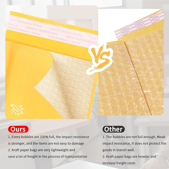 Kraft Bubble Mailers 6x10 Inch 100Pack Yellow Self-Seal Padded Envelopes Bubble Opaque Padded Mailers Shipping Bags for Small Businesses to Package and Mail Jewelry, Electronic Products