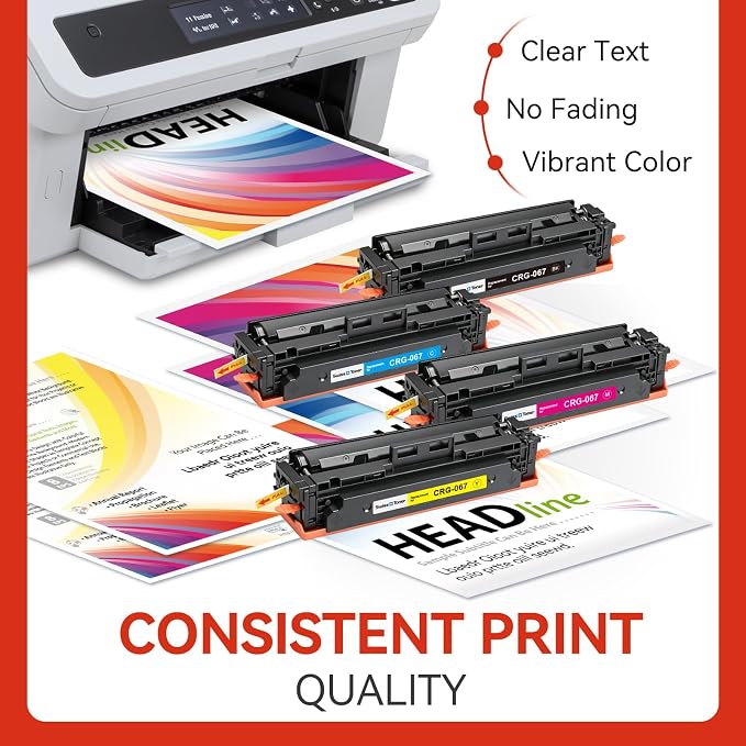 067 Toner Cartridge Set Compatible with Canon 067 067H for MF654Cdw 4 Pack | CRG067 Replacement for Canon MF654Cdw | MF652Cdw | MF653Cdw | MF656Cdw | LBP633Cdw | LBP632Cdw | MF651c LBP630c | Smart Chip