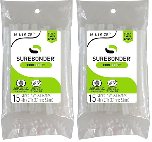 Surebonder CS15 CoolShot Low Temp Glue Sticks, 4", 15 per Pack (FPRCS15) (Pack of 2)