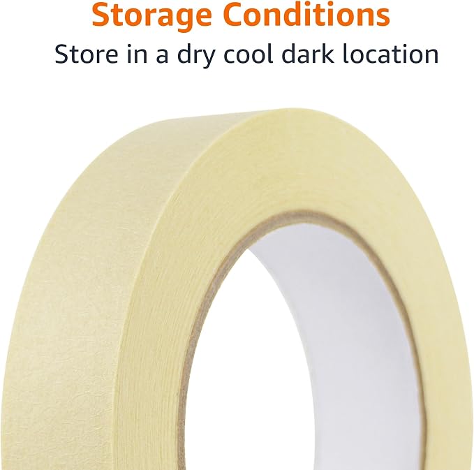 Amazon Basics Masking Tape for Light Duty Applications, Labeling, Easy Removal, Tears by Hand, 0.94" x 180', Beige, 6 Rolls