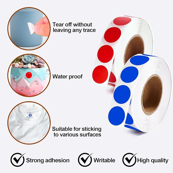 2000 Pcs Round Stickers 1/2 Inch Color Circle Dot Stickers 0.5 inch Small Code Labels for Office Shop Yard Sale Home Classroom Marking