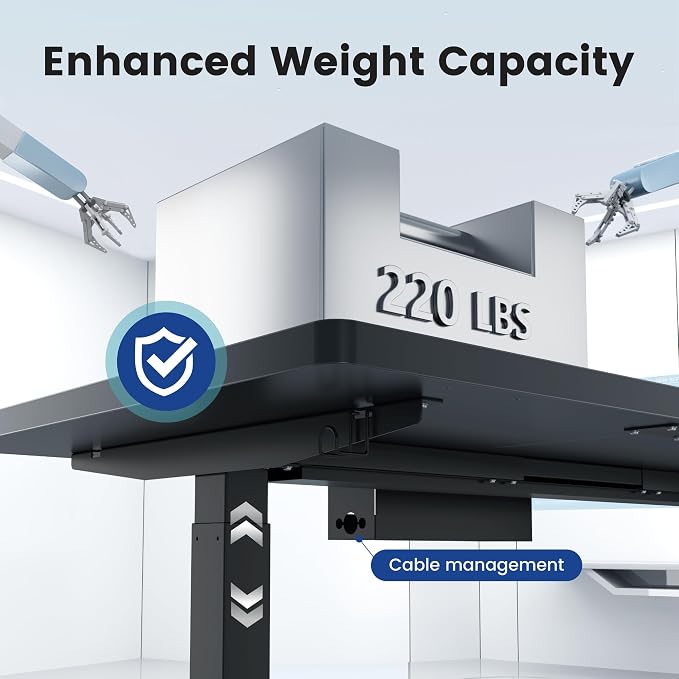 FEZIBO Standing Desk 83 × 37 Inch Electric Height Adjustable, Black | 1" Thick Large Adjustable Desk with Integrated Dual-Beam, Cable Management, Computer Desk for Home Office Workstation