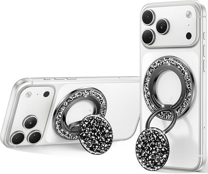 SYNCWIRE for MagSafe Phone Grip, Sparkly Magnetic Phone Ring Holder | 360° Rotation, Glitter Phone Grip Finger Holder Stand Kickstand Bling Bling, for iPhone 17 16 15 14 13 12 Pro Max MagSafe