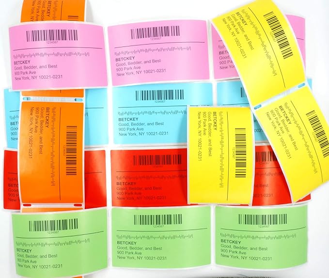 BETCKEY Colored Labels Compatible with Dymo 30323 (2-1/8" x 4") Name Badge Labels, Compatible for Dymo LabelWriter Thermal 450, 4XL & Zebra Desktop Printers [6 Rolls, 1320 Labelss, Yellow]