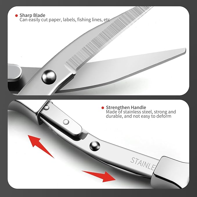 Folding Scissors 2 PCS Portable Keychain Travel Retractable Knife, Secure Portable Scissors for Home, Office, Fishing
