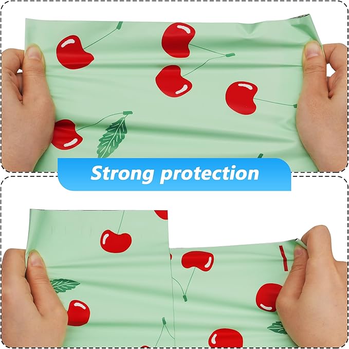 Cherry Printed Poly Mailer 6x9 Inch 100 Pcs, Waterproof and Tear-Resistant Shipping Bags for Clothing, Strong Mailing Bags with Self-Seal, Cute Mailer Bags for Small Business